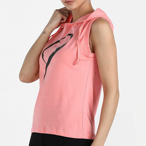 Camiseta con logotipo personalizado para mujer, camiseta sin mangas deportiva informal de verano para Fitness, transpirable, de secado rápido, elástica, para gimnasio, sin mangas, con capucha - Product Image 5