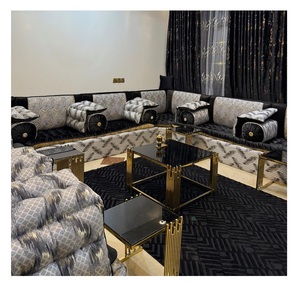 โซฟาสไตล์มาจลิสแบบอาหรับ ดีไซน์คลาสสิก ชุดห้องนั่งเล่นหรูหรา ที่นั่งเข้ามุมสุดหรู ดีไซน์ประหยัดพื้นที่ - Product Image 1