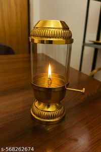 Dernière conception de lampe à huile en laiton meilleure vente lampe à huile en laiton pour la maison décor décoratif et festif de qualité supérieure avec verre borosil - Product Image 2