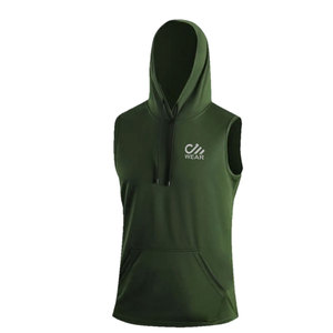 เสื้อฮู้ดแขนกุดสำหรับผู้ชายเสื้อมีฮู้ดผ้าคอตตอนผสมระบายอากาศออกแบบโลโก้ได้ตามต้องการ - Product Image 1