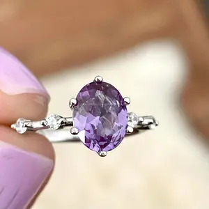 Color Changing Alexandrite Quartz Gemstone 925 Sterling Silver Designer Ring