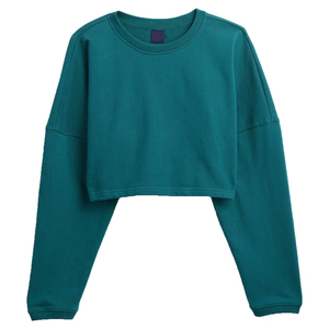 เสื้อสเวตเตอร์ผ้าแคนวาสแบบสวมหัวสำหรับผู้หญิงเสื้อครอปแขนยาวปักแบบ100% ขนาดใหญ่พิเศษแห้งเร็ว - Product Image 6