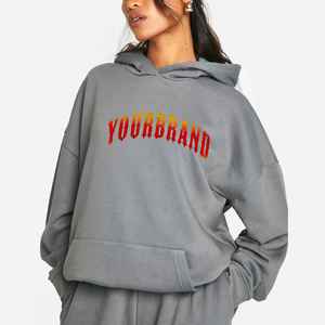 Sudaderas con capucha largas de invierno con logotipo impreso de manga abullonada personalizada para mujer, ropa informal de algodón 100% de terciopelo de alta calidad, ropa informal de Hip Hop - Product Image 1