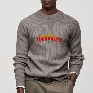 Nouveau pull décontracté pour hommes à la mode 100% coton tricoté pull col rond couleur unie surdimensionné respirant devant - Product Image 1