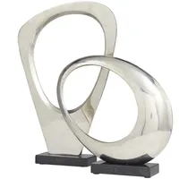 Sculpture décorative abstraite en métal aluminium Décoration intérieure Sculpture moderne polie Statues avec socle en marbre L'argent est un probable