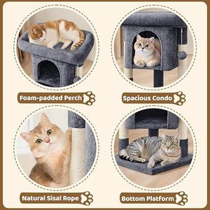 Arbre à chat moderne et écologique de 23,5 pouces, tour pour chat, condo pour chat, poteaux à gratter en sisal, centre d'activités intérieur, meubles pour chatons et chats - Product Image 4