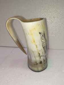 Taza de café y cerveza de cuerno para beber tallada vikinga natural hecha a mano personalizada para restaurantes de hoteles en casa de la India. - Product Image 3