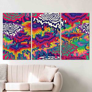 Impression sur toile à motifs psychédéliques : décoration murale moderne et vibrante, lot de 3 toiles - Product Image 1