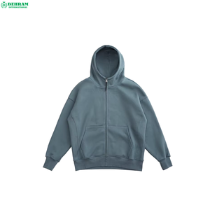 Prix de gros – Sweat à capuche thermique zippé fabriqué au Pakistan 2024 – Logo avant – 80 % coton 20 % polyester – Épaules tombantes – Séchage rapide - Product Image 3