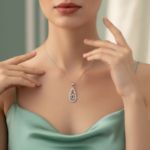 Pendentif en forme de larme en diamant pour femme, or 14 carats et diamant naturel, élégance quotidienne - Product Image 5