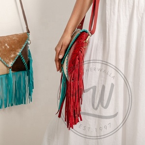 Hottest Selling <b>Boho</b> Vintage Dress for Women Turquoise Tooled Leather Handbag Women's Shoulder <b>Bags</b> - Product Image 3