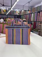 Sacs de shopping personnalisés en couleur et en design, sacs fourre-tout à fermeture éclair rayés en nylon recyclé durable, sacs écologiques réutilisables en PP