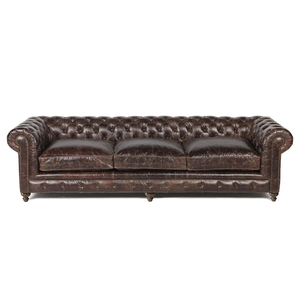 Canapé Chesterfield vintage en cuir véritable capitonné, canapé de direction, mobilier de bureau, mobilier de salon - Product Image 1