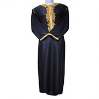 Qamis marocain personnalisé ODM pour hommes adultes, formel, prêt-à-porter d'été, longueur cheville, manches courtes, col Jubba, en viscose respirante
