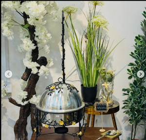 หรูหราแขวนจานสแตนเลสลายดอกไม้อย่างยั่งยืนดอกไม้ทองเหลืองโบราณสีเงินขนาด8ลิตร - Product Image 2