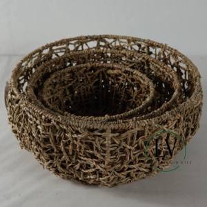 Best Selling Eco-friendly Handcrafted <b>Wicker</b> <b>Storage</b> <b>Baskets</b> Seagrass Set of 3 <b>Basket</b> <b>Storage</b> Wholesaler Made in Vietnam - Product Image 2
