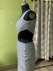 Robe de soirée sexy à motif floral, robe de cocktail, robe de soirée, broderie à la main sur les épaules, paillettes, perles, sans manches, LYCRA - Product Image 3