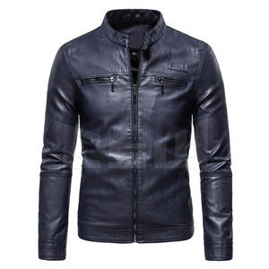 Chaqueta de cuero genuino para hombre, chaqueta de moda de cuero transpirable, ajustada - Product Image 1