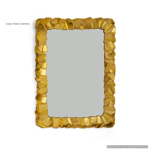 New Leaf Shape Casted Gold Color Metal <b>Wall</b> <b>Mirror</b> Frame Shiny Polished Attractive Design Bathroom <b>Mirror</b> Custom Logo Available - Product Image 4