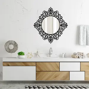 กระจกติดผนังโลหะทรงกลมทนทานพร้อมดีไซน์แบบศิลปะและกรอบโลหะกันน้ำสำหรับบ้านสมัยใหม่มีจำหน่ายในราคาโรงงาน - Product Image 5