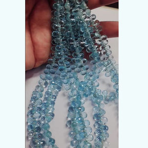 4 hebras de cuentas briolette de faceta de Topacio azul cielo Natural 685 CTS lote Iroc ventas cuentas de lágrima de piedras preciosas de 16 pulgadas de longitud - Product Image 5
