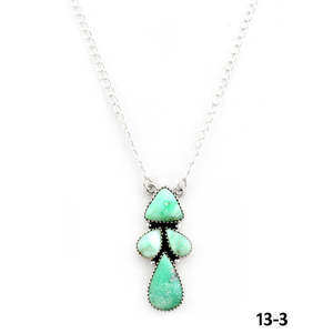 Chaînes en or style sud-ouest avec pendentif Paloma en argent sterling, turquoise et zircon serti clos, pour mariage et fiançailles, motif goutte, tendance - Product Image 1