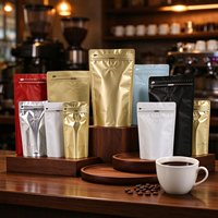 Sacs à café imprimés sur mesure, sacs à café à fond plat avec valve de dégazage, fermeture éclair, sacs d'emballage pour café de 500 g pour le stockage des grains de café