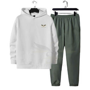 Venta al por mayor de calidad superior de los hombres chándal de diseño personalizado con capucha de contraste de color sólido ecológico de calidad superior de los hombres chándal - Product Image 1