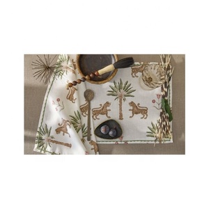 Nuevo dragón chino impreso algodón orgánico mezclado tela bordada Mat Pad tela mantel resistente al calor accesorios de cocina - Product Image 5