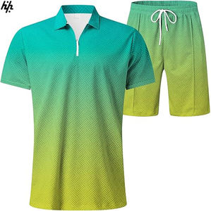 ชุดกีฬาแขนสั้นผู้ชายแห้งเร็วกางเกงขาสั้นผ้าถักแฟชั่นใหม่โลโก้ตามสั่งฤดูร้อน - Product Image 4