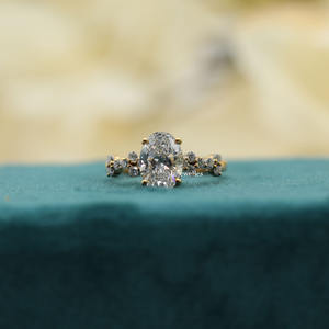 Luxury 10KT Solid Gold Engagement Ring with Oval Cut Lab Grown Diamond Beautiful Cluster Style Jewelry for Women Classic Style - Product Image 1