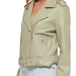 Chaqueta de Cuero para Mujer, Fabricada Profesionalmente, Transpirable, Cómoda, Informal, de Moda, para Exteriores - Product Image 4