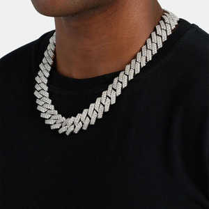 Collier Cuban Link en style Hip Hop glacé, bijoux vintage religieux en alliage de zinc avec zircon diamant pour mariages, fêtes, cadeaux - Product Image 3