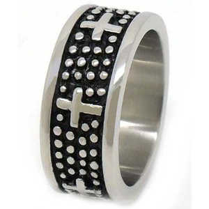 Anillo de Acero Inoxidable para Hombre, Diseño Vintage con Incrustaciones en Plata y Oro, Joyería Moderna Geométrica Principalmente de Aleación - HS29 - Product Image 3