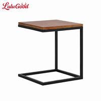 Table basse vintage rétro OEM ODM avec structure en fer forgé et plateau en bois massif pour salon, café, salle de séjour
