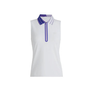 Vente directe usine – T-shirt polo sans manches pour femme, haute qualité, col zippé, motif uni, en maille tricotée – Meilleure vente - Product Image 2