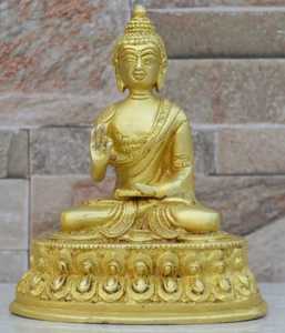 Brass Jain Buddha <b>Statue</b> with Shiny Polish Perfect for Home Mini Temple Meditation Space and Decorative Spiritual Sculpture - Product Image 6