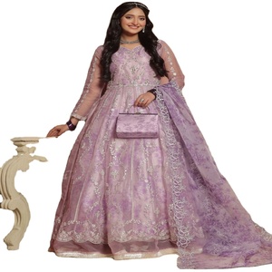 Venta con descuento Vestidos de novia indios bordados de lujo por Motis Moda Toda la venta Vestidos indios para mujeres Trajes Anarkali - Product Image 1