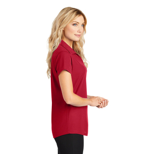 เสื้อโปโลแขนสั้นระบายอากาศได้ดีสำหรับผู้หญิงออฟฟิศสีแดงแบบลำลอง - Product Image 5