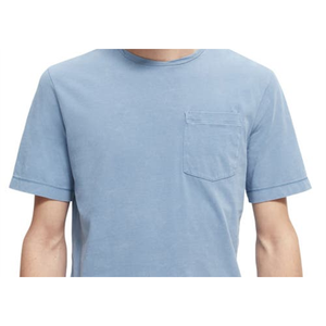 Scotch Soda XXL Oversize <b>T</b>-<b>Shirt</b> Organic Cotton <b>Pocket</b> Tee Cosmos Blue Yarn Dyed Jersey Screen Print Model Number <b>T</b>-<b>Shirts</b> - Product Image 2