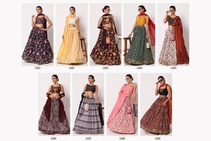 Lehenga choli-vestido de boda para mujer, de diseñador indio, estilo bollwood, color rosa, con blusa, pieza de espejo para trabajar - Product Image 3