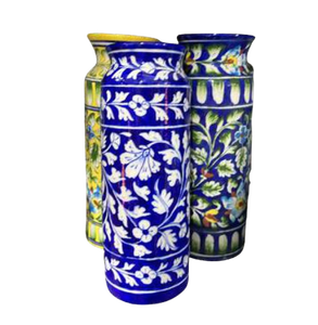 Vase en céramique bleu de vente chaude avec des motifs complexes Accents bleus vibrants pour la décoration intérieure exportés vers l'Inde - Product Image 3