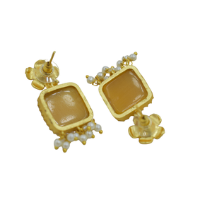 Pendientes de latón chapados en oro de última moda hechos a mano, Pendientes chapados en oro de 18 quilates, joyería de moda para mujer, pendientes para mujer - Product Image 4