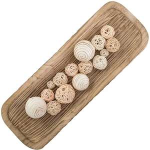 Bandeja de madera Tazón de masa Decoración Vintage Tallada a mano Decoración para el hogar para mesa de comedor Centro Tazón de madera - Product Image 4