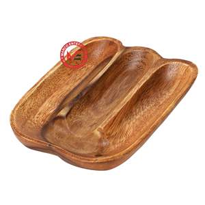 ถาดไม้เนื้อแข็ง ถาดไม้แบ่งช่อง ถาดไม้ธรรมชาติสำหรับใส่ผลไม้ ขนม และเค้ก ถาดตกแต่งสำหรับห้องครัว โต๊ะกาแฟ ชุดน้ำชา ผู้จำหน่าย - Product Image 1