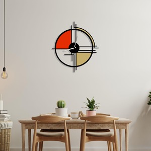 Stylish Orange And Yellow Metal Wall <b>Clock</b> With Black Frame For Home Living Room Office Bedroom Study Room And Decor From India - Product Image 6