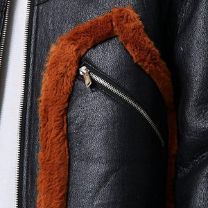 Sherpa Style Luxury Design Men's <b>Shearling</b> Leather <b>Jacket</b> Heavyweight Waterproof Inner Wool Fabric Faux Fur Leather <b>Jacket</b> - Product Image 5