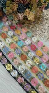 custom made machine embroidered laces in floral designs and multi coloured for garments and dresses in 1.25 inch width - Product Image 5