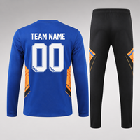 Setelan Training Sepak Bola Lengan Panjang Setengah Resleting Grosir, Custom Nama & Nomor Tim, Jaket & Celana Training Cepat Kering, Pakaian Olahraga Dewasa