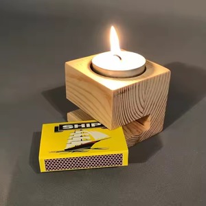 Nuevo portavelas de madera de teca hecho a mano, caja de fósforos, incluye vela, Navidad, inauguración de la casa, regalo perfecto para amigos - Product Image 1
